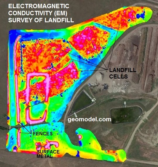landfill detection, landfill cell location, plume delineation, landfill plume